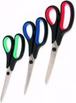 XFasten Premium Office and School Scissors Bulk Pack, 8.0", Multicolor (Set of 3) Ergonomic Handles and Reinforced Sharp Scissors | Multipurpose Scissors for General Use for Right/Left Handed