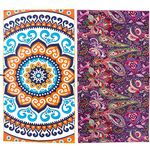 Nomandia 2 Pack Microfiber Beach Towel, Extra Large Quick Dry Sand Free Beach Towel for Travel, Swimming, Holiday (Paisley + Mandala, 90×180cm - 2 pack)