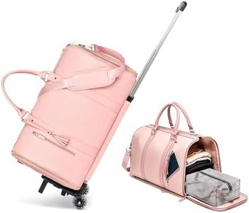 BSAKG 3 in 1 Convertible Garment Duffle Bags for Travel 45L Smooth Zipper Rolling Duffle Bag With Wheels Waterproof Carry On Duffle Bag for Men&Women with Weekends Weddings Business Short Trips Pink