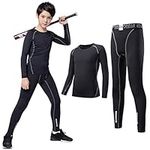 TERODACO Kids Long Sleeve Compression 2 Pcs Set Thermal Base Layer Suits Unisex