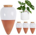 Giaamitiacl Terracotta Watering Spikes 4 Pack Large Terra Cotta Self Globes Waterer Automatic Water Indoor/Outdoor Plant While on Vacation