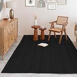 HOMEMONDE 4 x 6 Ft Hand Woven Jute Rugs - 100% Natural Jute Boho Area Rug Black Dyed Eco -Friendly Carpet for Living Room, Kitchen