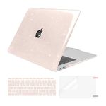 MOSISO Compatible with MacBook Air 13 inch Case M1 2021 2020 2019 2018, Glitter Sparkly Hard Shell for MacBook Air M1 Case 13.3 inch A2337/2179/1932 with Keyboard Cover&Screen Protector, Chalk Pink