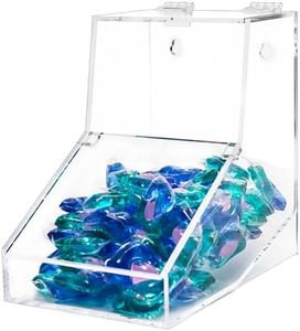 Laundry Pods Container, Acrylic Candy Dispenser Holder with 2 Lids, Dishwasher Pod Holder, Coffee Pod Holder, Laundry Pod Holder for Laundry Room, Kitchen, Home (1pcs, 8.6"L x 7.1"W x 8.6"H)