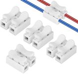 80 PCS CH2 Quick Connector Spring Wire Connectors Block, Electrical Cable Clamp Terminal Block Quick Terminals Connector Block for Electrical Wiring (White)