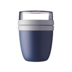 Soko 2-Tier Lunch Pot, Oats-Yogurt Overnight Container with Lids, Portable Breakfast On The Go Cup/Jar, Airtight Storage Bowl, Kitchen Healthy Eating Food for Salad, Cereal, Fruit, Milk - Dark Blue