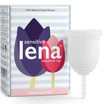 Lena Sensitive Menstrual Cup - Reusable, Soft Silicone, Light & Heavy Flow, Beginner Use - Ideal Alternative to Tampons, Pads, Period Underwear - Dye-free - Period Solution - Regular Capacity - Clear