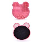 COSLUXE Makeup Brush Cleaning Mat with Color Removal Sponge, 2 in 1 Design Silicone Cleaner Pad for Dry Brush Color Switch and Wet Cleaning