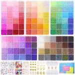 Funtopia Beads Set 120 Colours, 2 mm Beads for Threading, Beads for Bracelets with 680 A - Z Ä Ö Ü ß Letter Beads, 460 Pieces, 14 Different Beads Charms for Girls