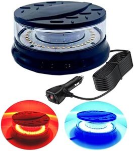 TOPKU 4.7" LED Rotating Beacon Strobe Light with 48 LEDs, Magnetic Suction Cup Base, 12-24V, 80W Power Supply, Brilliantly Bright and Compact (Blue and Red)