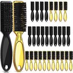 Patelai 30 Pcs Blade Clipper Cleaning Brush Scrub Brush Barber Fade Brush Trimmer Cleaning Brush Nylon Hair Styling Brush Tool for Men (Gold, Black)