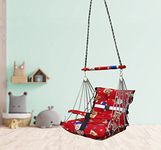 LUXURIN Cotton, Velvet Swing for Kids Baby Jhula Foldable, Portable Swing for 0-3 Years Babies with Safety Belt Gentle Soft Cover with Filler for Soft Skin Hanging Indoor Outdoor Swing. (Red)