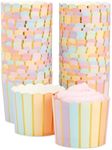 50 Pack Cupcake Liners Wrappers, Muffin Paper Baking Cup for Birthday Party, Rainbow Striped Color