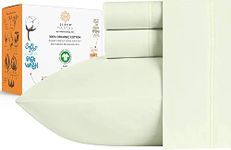 Sleep Mantra 100% Organic Cotton Bed Sheet Set - Crisp and Cooling Percale Weave, Soft Breathable, Eco-Friendly, 4 Piece Bedding Set, Deep Pocket with All-Around Elastic, (Full, Pistachio Green)