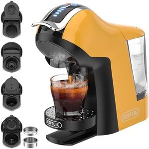 KOTLIE 19Bar Espresso 5in1 Coffee Machine, Cappuccino&Latte Maker, Cold&Hot Brewing Single Serve Coffee Maker for Nespresso Original/Kcup/Dolce Gusto/Ground Coffee/44mm ESE (Yellow)