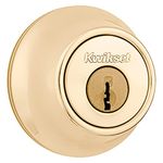 Kwikset 660 Deadbolt Deadbolt Lock, Polished Brass Round Exterior Keyed Front Entry Door, Single Cylinder Dead Bolt