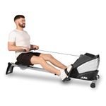 JLL® R200 Luxury Home Rowing Machine, 2024 Model Rowing Machine Fitness Cardio Workout with Adjustable Resistance, Advanced Driving Belt System, 12-Month Warranty, Black and Silver Colour