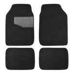 Amazon Basics Universal Fit All-Weather Heavy-Duty Carpet Floor Mats Cars - 4-Piece, Black