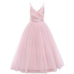 Glamulice Flower Girls Lace Bridesmaid Dress Pink Long A Line Wedding Pageant Dresses Kids Birthday Evening Ceremony Tulle Spaghetti Strap Party Gown 11-12 Beauty Contest Dresses Maxi Holiday Prom