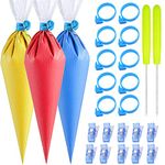 122Pieces Tipless Piping Bags - 100pcs Disposable Piping Pastry Bag for Royal Icing/Cookies Decorating - 10 Pastry Bag Ties,10 Clips &2 Scriber Needle - Best Cookie/Cake Decorating Tools (12 Inch)