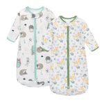 Baby Sleeping Bag 2 Pack 100% Cotton Long Sleeves Wearable Blanket Various Sizes Sleeping Sack Easy Nappy Changing for Newborn Boys Girls Infant Toddlers Gift (Owl Rabbit, S)