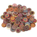 DROPOSALE Butterfly Wooden Buttons Multicolored Craft with 2 Holes, Knitting, Crochet, Scrapbooking, Sewing, Card Making Pack of 50 (Round)