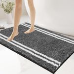 PURRUGS Non-Slip Bathroom Rug 30" x 46" - Super Absorbent & Quick Dry Shaggy Microfiber Bath Mat, Machine Washable Plush Throw Rug for Bathtub, Shower and Sink, Charcoal