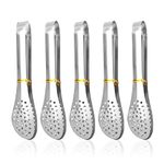 RETON 5 Pcs 7 Inch Stainless Steel Kitchen Tongs, Chef Cooking Tongs for Serving Catering for Vegetable, Salads, Barbecue, Toast Bread, Pastry, Sandwich Cooking Tongs (18x3.7cm / 7x1.4 inches)