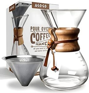 AGOGO Pour Over Coffee Maker Set Drip Pot with 304 Stainless Steel Filters 8 Cup
