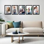 Amazon Brand - Solimo A4 Size Photo Frame Set of 5 | Wall-Mount | Plexi Glass | Frame For Home and Office Decoration | 8x12 Inches (Black)