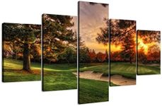 Golf Wall Art for Living Room Bedroom Home Decorations Golf Course and Tree Piture & Poster Prints Modern Canvas Artwork Framed Ready to Hang(60''W x 32''H)