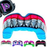 BLOODSHOT | Custom Fit Mouth Guard for All Contact Sports | Rugby, Boxing, BJJ, Hockey, MMA | Protective Gum Shield for Adults & Kids 12+ | Easy 2-Minute Molding with Carry Case (Broken Jaws Blue)