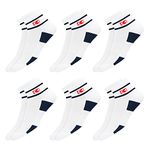 KOPNHAGN Cotton Sports Socks Men With Cushion, Stripe Design, Quarter Length, Pack Of 6 (Free Size, White)