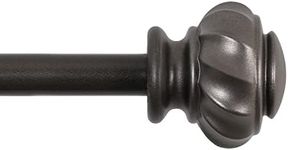 H.VERSAILTEX Window Curtain Rods for Windows 48 to 86 Inches Splicing Adjustable 3/4 Inch Diameter Single Window Curtain Rod Set with Decorative Ribbed Knob Finials, Pewter