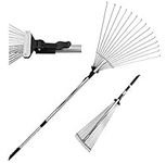 TABOR TOOLS J16E Telescopic Metal Rake, 160 cm long, Adjustable Folding Leaves Rake for Quick Clean Up of Lawn and Yard, Garden Leaf Rake, Expanding Handle with Adjustable 20-58cm Folding Head