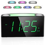 Alarm Clock for Kids,Digital Clock for Bedrooms with 7 Color Night Light,7.5''Large LED Display, Adjustable Brightness,3 Volume,2 USB Charging Ports,Bedside Clock with Snooze,12/24H,DST,Battery Backup