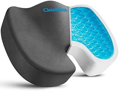 CloudBliss Office Chair Seat Cushion - Gel Enhanced Memory Foam & Suede Cover - Back, Sciatica, Tailbone & Coccyx Pain Relief, Cushion for Office Chair, Car Seat, Airplane, Wheelchair (Grey,Large)