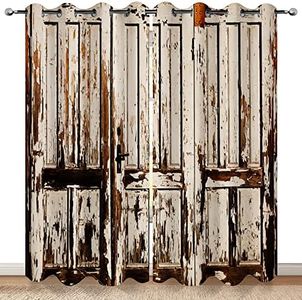 HAOHE Rustic Barn Door Blackout Curtains Colorful Farmhouse Wooden Country Decor for Bedroom Living Room Decor Grommet Window Drapes 2 Panel Set, 42"x63"