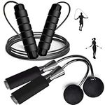 Enouke Jump Rope, Exercise Jumprope for Men Women and Kids Workout,Rapid Speed Jumping Rope for Cardio and Endurance Training,for Home Aerobic Exercise Equipment (Black+Black)