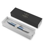 Parker IM Ballpoint Pen | Premium Blue Grey with Chrome Trim | Medium Point with Blue Ink Refill | Gift Box