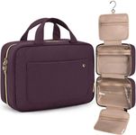 BAGSMART Toiletry Bag Travel Bag with Hanging Hook, Water-resistant Makeup Cosmetic Bag Travel Organizer for Accessories, Shampoo, Full-size Container, Toiletries (Dark Purple, Large)
