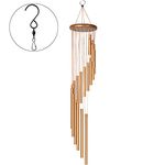 Topspeeder Wind Chime Outdoor Amazing Grace Wind Chimes Solid Wood And 18 Scrub Aluminum Alloy Gold Tubes Wind Chime 36'' Large Garden Wind Chime For Party, Garden, Decor, Gift Etc
