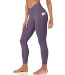 MAGCOMSEN High Waisted Leggings Women Yoga Pants Tummy Control Stretch Soft Gym Workout Pilates Athletic Dark Purple, L