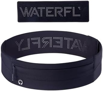 WATERFLY Running Belt Fanny Pack: Slim Elastic Sport Workout Waistband for Men and Women, Jogging Runner Phone Holder Belt, Marathon Jogger Waist Bag