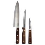 Chicago Cutlery 3-Piece Stainless Steel Walnut Tradition Boxed Gift Set with Wooden Handle, Brown