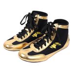 Kids Wrestling Shoes Boys Girls Boxing Shoes High Top Wrestling Training Shoes Boots Competition Fitness Sneakers, T-gold, 4 Big Kid