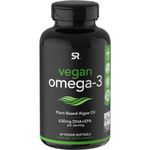 Sports Research Vegan Omega-3 Fish Oil Alternative from Algae Oil - Highest Levels of Vegan DHA & EPA Fatty Acids | Non-GMO Verified & Vegan Certified - 60 Veggie Softgels (Carrageenan Free)