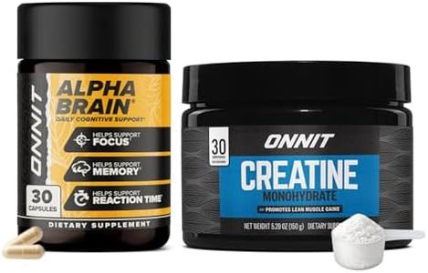 ONNIT Cognitive & Strength Performance Bundle: Alpha Brain Nootropic Capsules (30 Count) + Creatine Monohydrate Powder (30 Servings), IGEN Non-GMO Tested Focus, Strength & Lean Muscle – Pack of 2