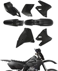 JFG RACING DRZ400 Plastic Kit,Imitation Carbon Fiber Dirt Bike Fender Fairing Body Work Raplacement Kit for DRZ400SM DRZ400S DRZ400E Supermoto Black