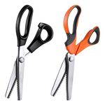 CHEE MONG Pinking Shears for Fabric, 2 Pack of Stainless Steel Zig Zag Scissors with Serrated Cutting Edge, Professional Sewing Pinking Shear with Rubber Handle for Fabric/Leather/Paper Craft